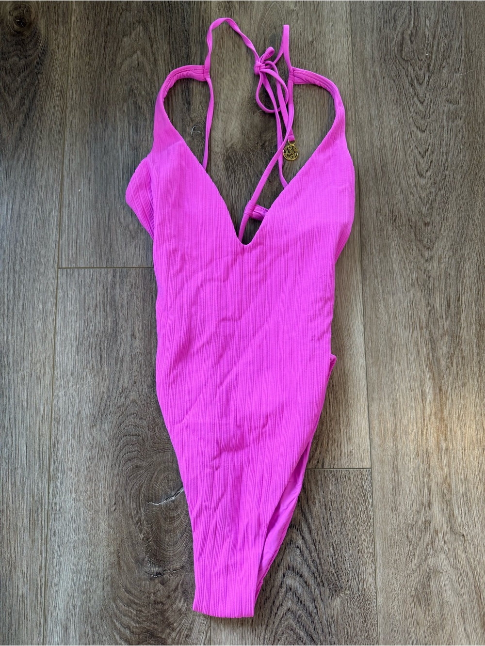 Hot Pink Ribbed One-Piece Swimsuit